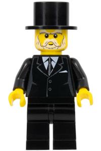 Sleigh Driver Minifigure - Sleigh driver in a black suit and top hat - hol025