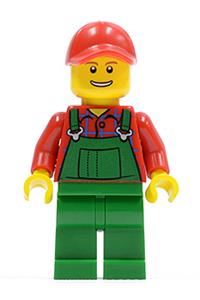 Overalls Farmer Green, Red Cap with Hole, Open Grin hol028