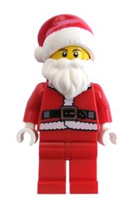 Santa Minifigure - Santa with red legs, fur-lined jacket, and brown eyebrows - hol036