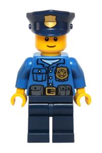 Police - Gold Badge, Police Hat, Black Eyebrows, Smile hol040