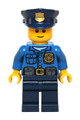Police - Gold Badge, Police Hat, Black Eyebrows, Smile - hol040