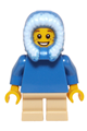 Plain Blue Torso, Tan Short Legs, Blue Hood Fur-lined - hol057