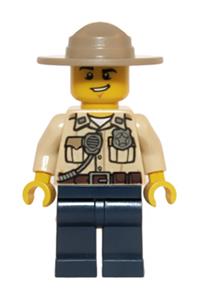 Swamp Police Minifigure - Officer from Swamp Police in a dark tan hat with a lopsided grin and a shirt - hol061