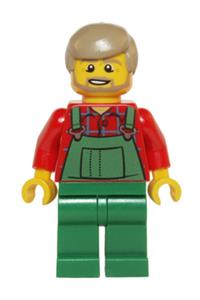 Farmer with Green Overalls - Farmer with green overalls and dark tan hair and beard - hol067