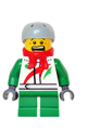 Octan - Jacket with Red and Green Stripe, Green Short Legs, Red Bandana, Helmet Sports with Vent Holes, Brown Eye Corner Crinkles - hol070a