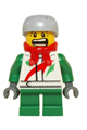 Octan - Jacket with Red and Green Stripe, Green Short Legs, Red Bandana, Helmet Sports with Vent Holes, Black Eye Corner Crinkles - hol070b