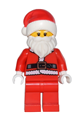 Santa with red legs, wearing a fur-lined jacket, with white eyebrows and wrinkles - hol082