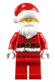 Santa, red legs, fur lined jacket with button, glasses - hol110