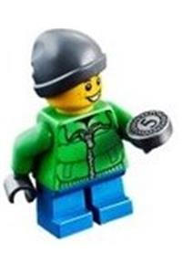 Boy with parka Minifigure - Minifigure wearing a parka with zipper, blue short legs, ski beanie, and has freckles - hol128