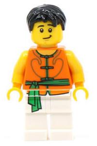 Dragon Boat Race Team Green/Orange Member 5 - A member of the green/orange Dragon Boat Race Team wearing number 5 - hol157