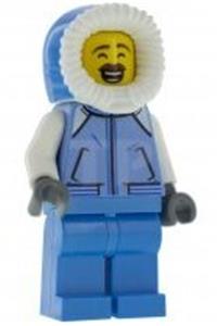 Sweeper Minifigure - Minifigure wearing a medium blue jacket with pockets and a fur-lined hood, known as a sweeper - hol162