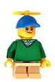 Boy - Freckles, Green Sweater, Tan Short Legs, Blue Cap with Tiny Yellow Propeller - hol163
