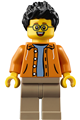 Man, Black Spiky Hair, Glasses, Orange Jacket, Sand Blue Shirt, Dark Tan Legs - hol185