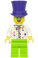 Birthday Party Guest, Dark Purple Top Hat, Green Glasses, White Shirt, Lime Legs - hol197