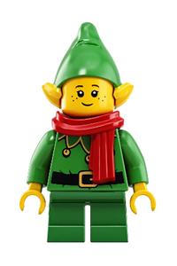 Elf - Green Scalloped Collar - Elf wearing a green scalloped collar with bells and a scarf - hol206