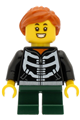 Girl with dark orange hair wearing a black hoodie with skeleton torso and dark green short legs - hol207