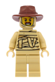 Tractor driver wearing a reddish brown fedora hat and dressed in a tan mummy costume - hol208
