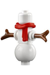 Snowman Minifigure - Snowman with a red scarf and no hat - hol234