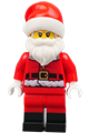 Santa with red legs and black boots, wearing a fur-lined jacket with a button and candy cane, and gray bushy eyebrows - hol246