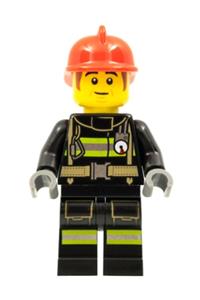 Fire Fighter Minifigure - Bob, a fire fighter, wearing a red hat - hol248