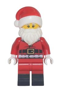 Santa - Red Fur Lined Jacket with Button and Plain Back, Red Legs with Black Boots, White Bushy Moustache and Beard hol253