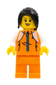 Woman, Orange Track Suit, Long Black Hair - hol266