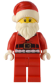 Santa with red fur-lined jacket, button and plain back, white bushy moustache and beard, red legs - hol284