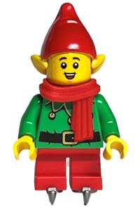Winter Elf with Ice Skates - Elf with a red hat and scarf, wearing ice skates - hol293