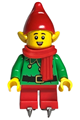 Elf with a red hat and scarf, wearing ice skates - hol293