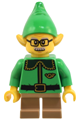Elf with dark green collar and gold horn, moustache, and glasses - hol367