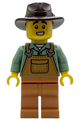 Male farmer with dark brown fedora, medium nougat overalls over sand green shirt, medium nougat legs, and sweat - hol375