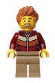 Male Holiday Express Train Passenger with medium nougat hair, wearing a dark red jacket and dark tan legs - hol378