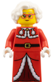 Mrs. Claus wearing a red jacket and a dark red printed skirt - hol384