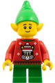 Elf wearing a red holiday sweater with a cat - hol386