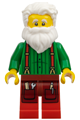 Santa Claus wearing a green shirt with suspenders and red legs - hol429
