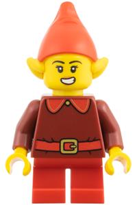 Female Elf  Minifigure - Female elf wearing a red outfit - hol431