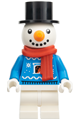 Snowman wearing a red scarf and a dark azure Christmas sweater - hol432