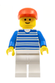 Horizontal Lines Blue - Blue Arms - White Legs, Red Cap - hor003