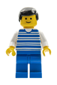 Horizontal Lines Blue - White Arms - Blue Legs, Black Male Hair, White Arms - hor004