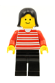 Horizontal Lines Red - Red Arms - Black Legs, Black Female Hair - hor005