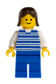 Horizontal Lines Blue - White Arms - Blue Legs, Brown Female Hair - hor007