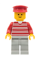 Horizontal Lines Red - Red Arms - Light Gray Legs, Red Hat - hor018