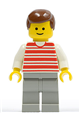 Horizontal Lines Red - White Arms - Light Gray Legs, Brown Male Hair - hor019
