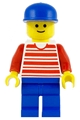 Horizontal Lines Red - Red Arms - Blue Legs, Blue Cap - hor025