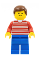 Horizontal Lines Red - Red Arms - Blue Legs, Brown Male Hair - hor028