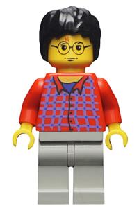 Harry Potter Minifigure - Harry Potter with a red shirt torso and light gray legs - hp025