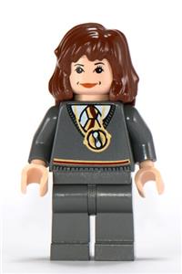 Hermione Granger, Gryffindor stripe torso w/ necklace, dark bluish gray legs hp054