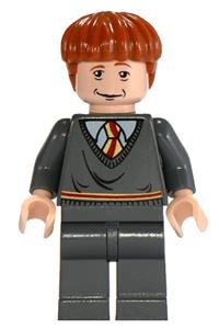 Ron Weasley Minifigure - Ron Weasley with Gryffindor stripe torso and interchangeable sleeping/awake face - hp064