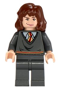 Hermione Granger Minifigure - Hermione Granger with Gryffindor stripe torso, dark bluish gray legs, and sleeping/awake face - hp065