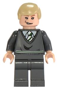 Draco Malfoy Minifigure - Draco Malfoy wears a dark bluish gray sweater with a smirk - hp085